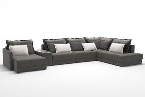 Фото Top concept Incanto диван-кровать с шезлонгом и баром бархат серый