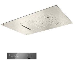 Фото KT037AXX AQUAelite SPA Home верхний душ 550x400 мм с 4 режимами и 4 SPA программами, термостат  Шлифованная нержавеющая сталь 03Q/5353