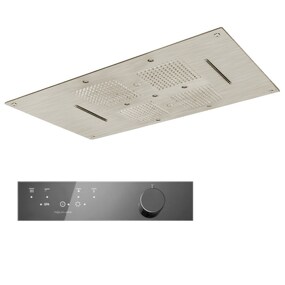 Фото KT036AXX AQUAelite SPA Home верхний душ потолочного крепления с 4-мя режимами, 850x540 мм  Шлифованная нержавеющая сталь 03Q/5353