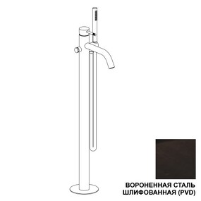 Фото RU725EXX AQUAELITE смеситель для отдельностоящей ванны с гарнитуром KINO  Вороненная сталь шлифованная, PVD 59Q
